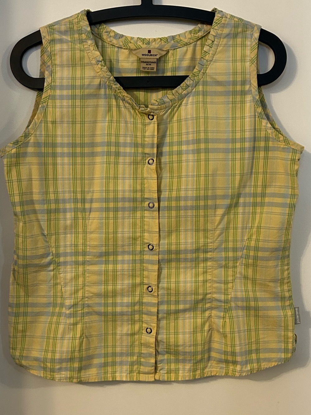 Woolrich Women’s Yellow Plaid Sleeveless Button-Down Top Size M